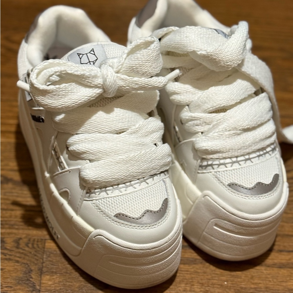 Naked Wolfe Slider White Platform Sneakers Size 36.5